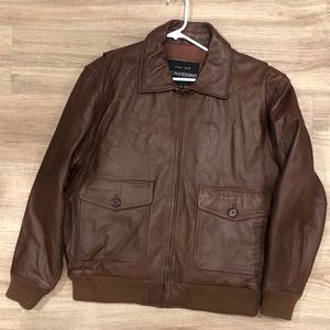 Brown authentic leather coat
